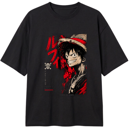 "Camiseta Oversized One Piece Monkey D. Luffy" Camiseta Oversized Classic