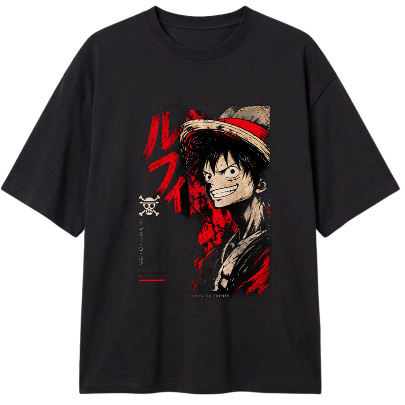 "Camiseta Oversized One Piece Monkey D. Luffy" Camiseta Oversized Classic