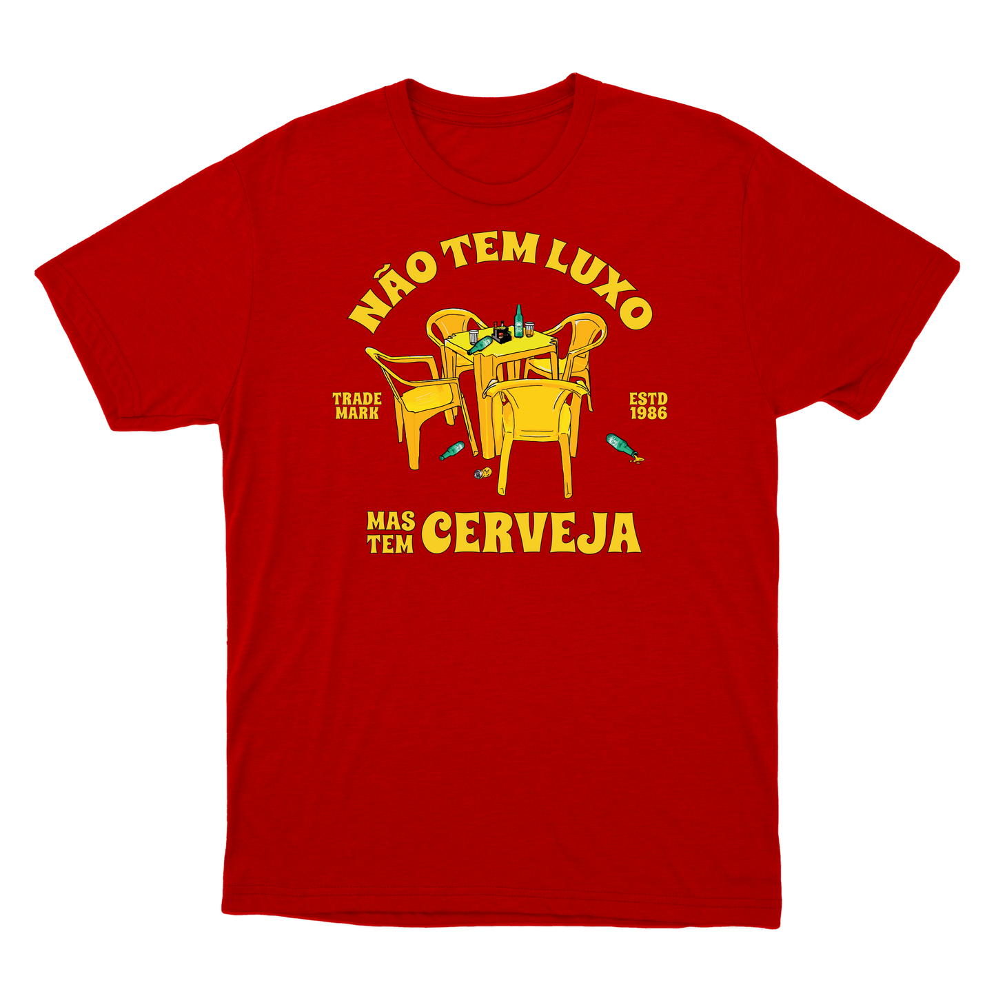 "Não tem luxo mas tem cerveja" Camiseta Básica Unissex