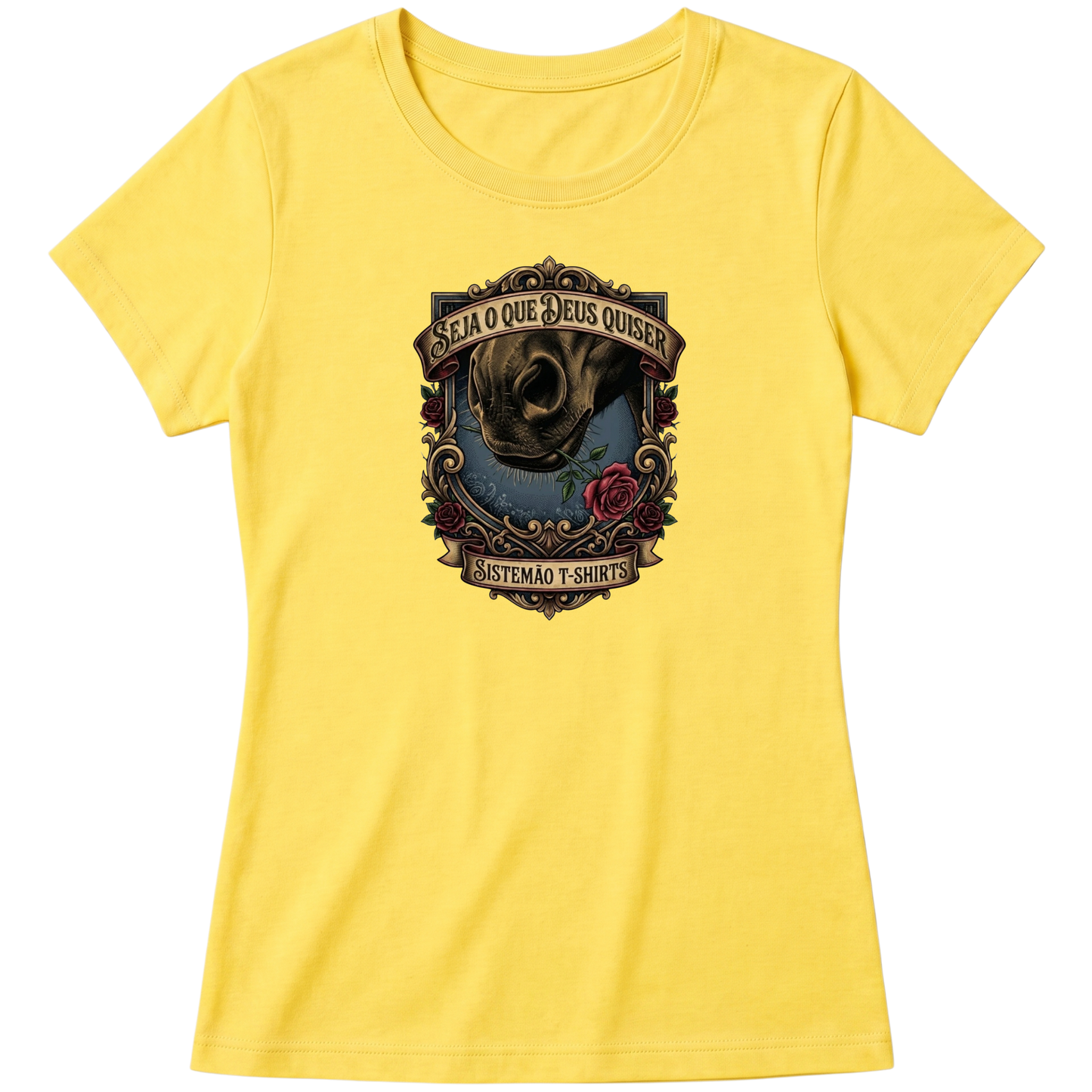 "Estampa SEJA O QUE DEUS QUISER" Blusa Baby Look
