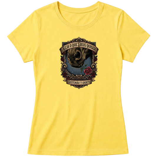 "Estampa SEJA O QUE DEUS QUISER" Blusa Baby Look
