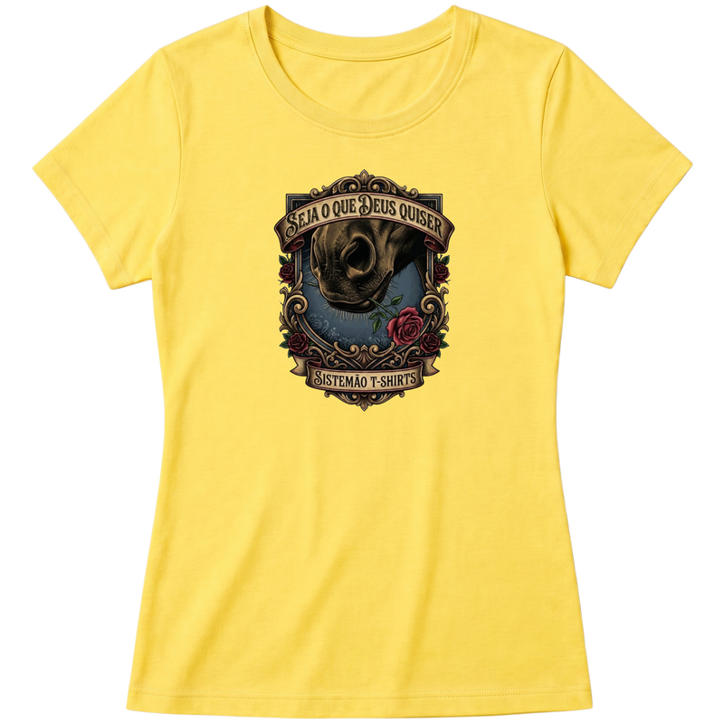 "Estampa SEJA O QUE DEUS QUISER" Blusa Baby Look