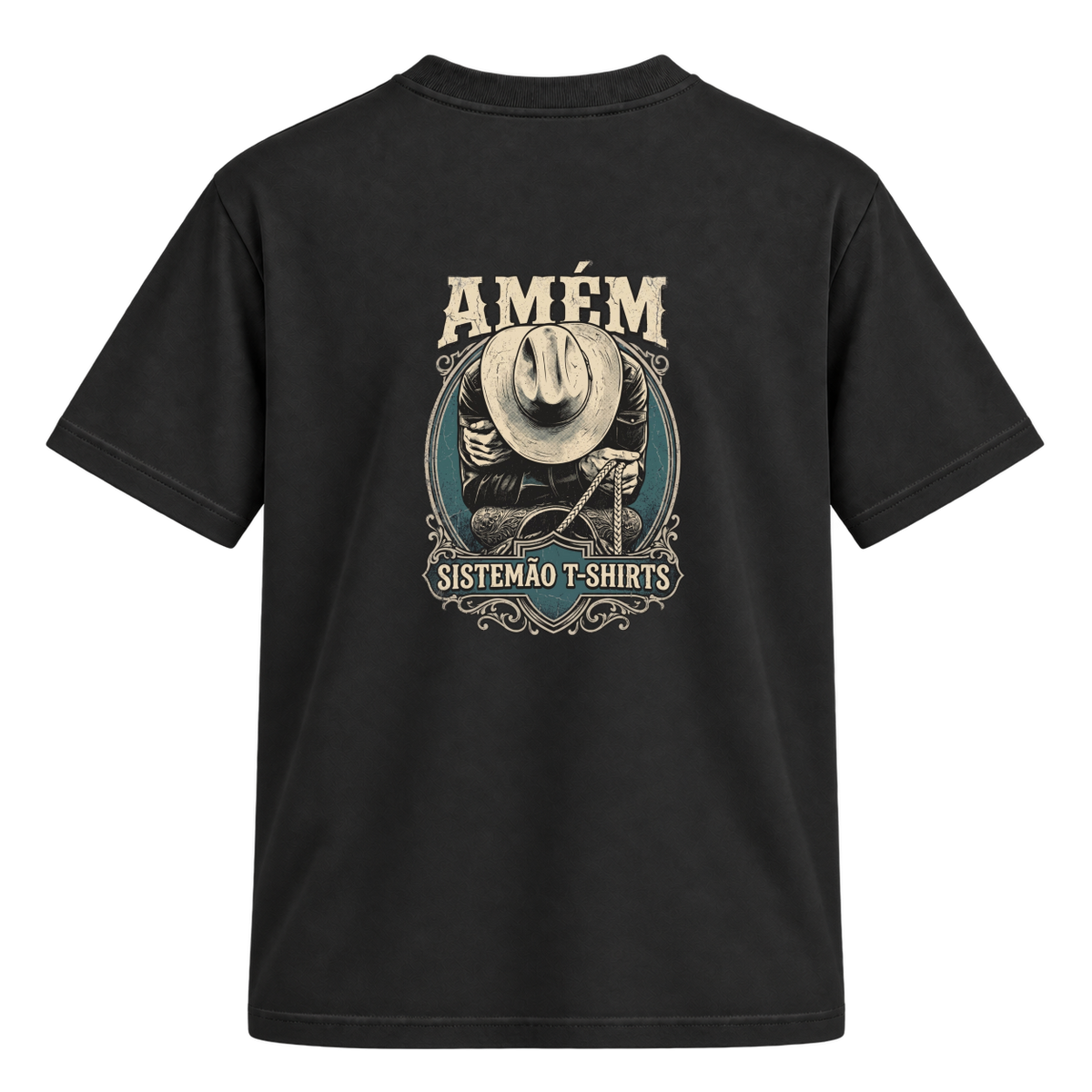 "Estampa/AMÉM" Camiseta Regular Suedine