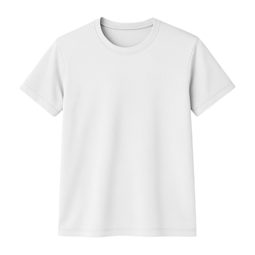 Camiseta com estampa frontal de ilustração abstrata geométrica composta por formas sobrepostas e linhas sinuosas, criando uma composição dinâmica e intrigante.