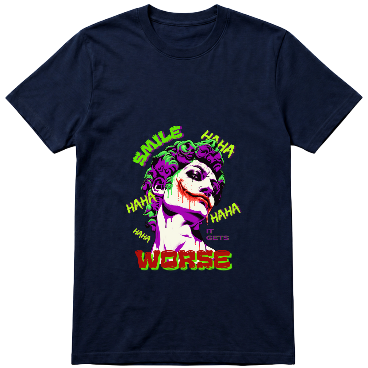 "Camiseta SMILE IT GETS WORSE - Coringa" Camiseta Básica Unissex