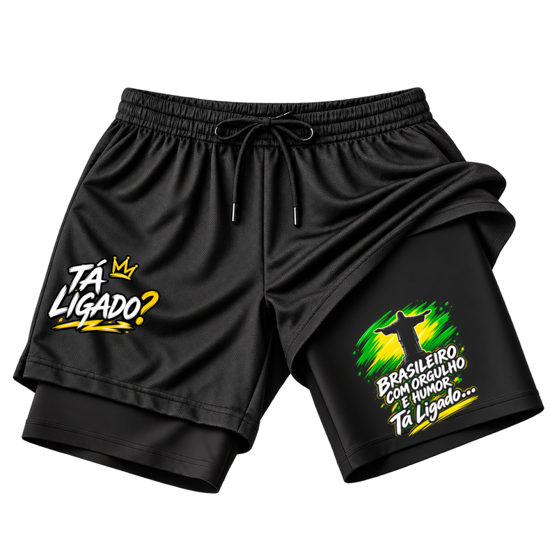 "Short Dryfit Brasileiro com Orgulho" Short 2 em 1