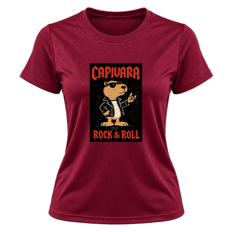 "Capivara Rock & Roll  DTG" Camiseta Dryfit Feminina Basic