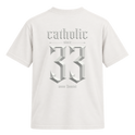 "F&C Catholic Since 33 A.D. All White" Camiseta Regular Suedine