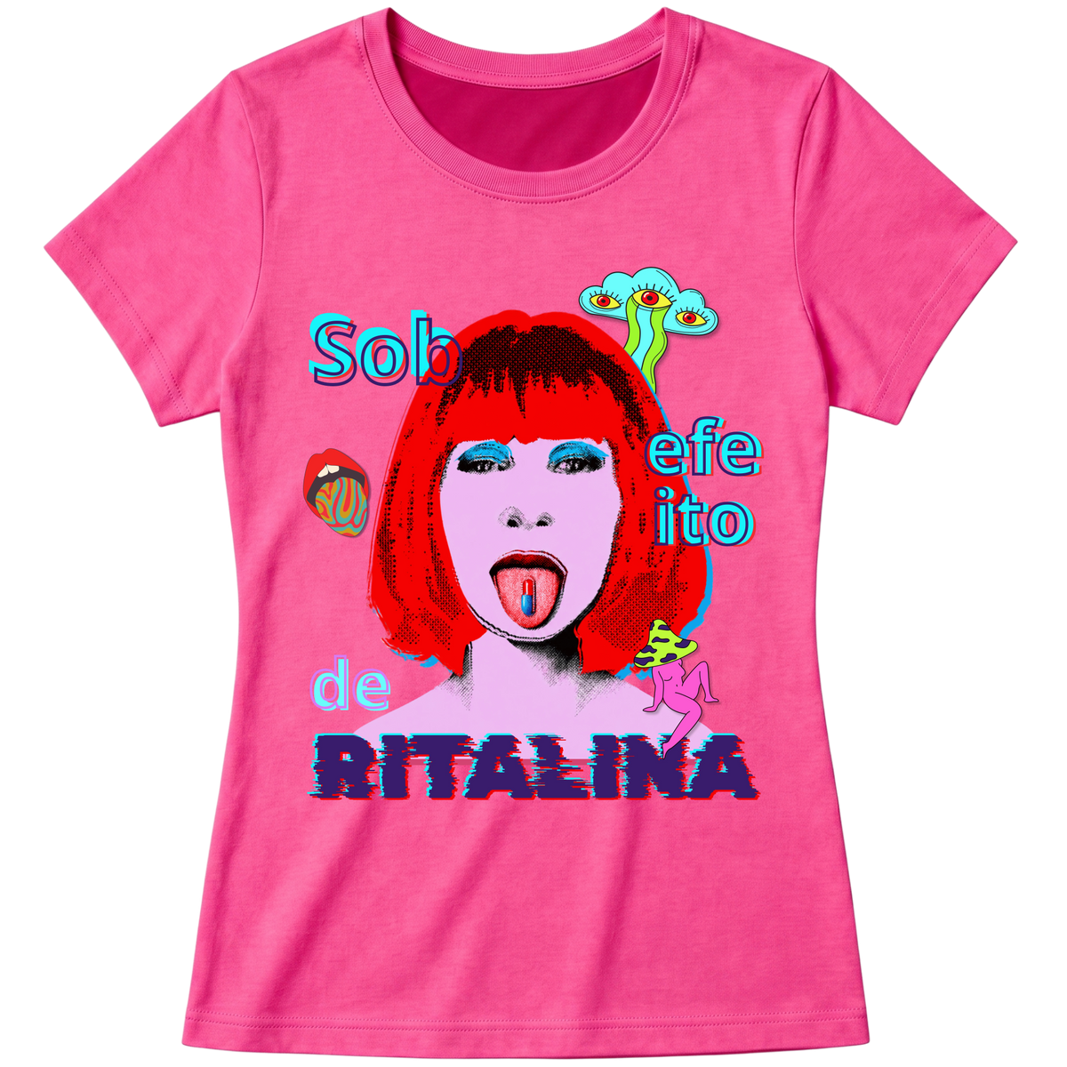 "Camiseta - Sob efeito de Ritalina" Blusa Baby Look