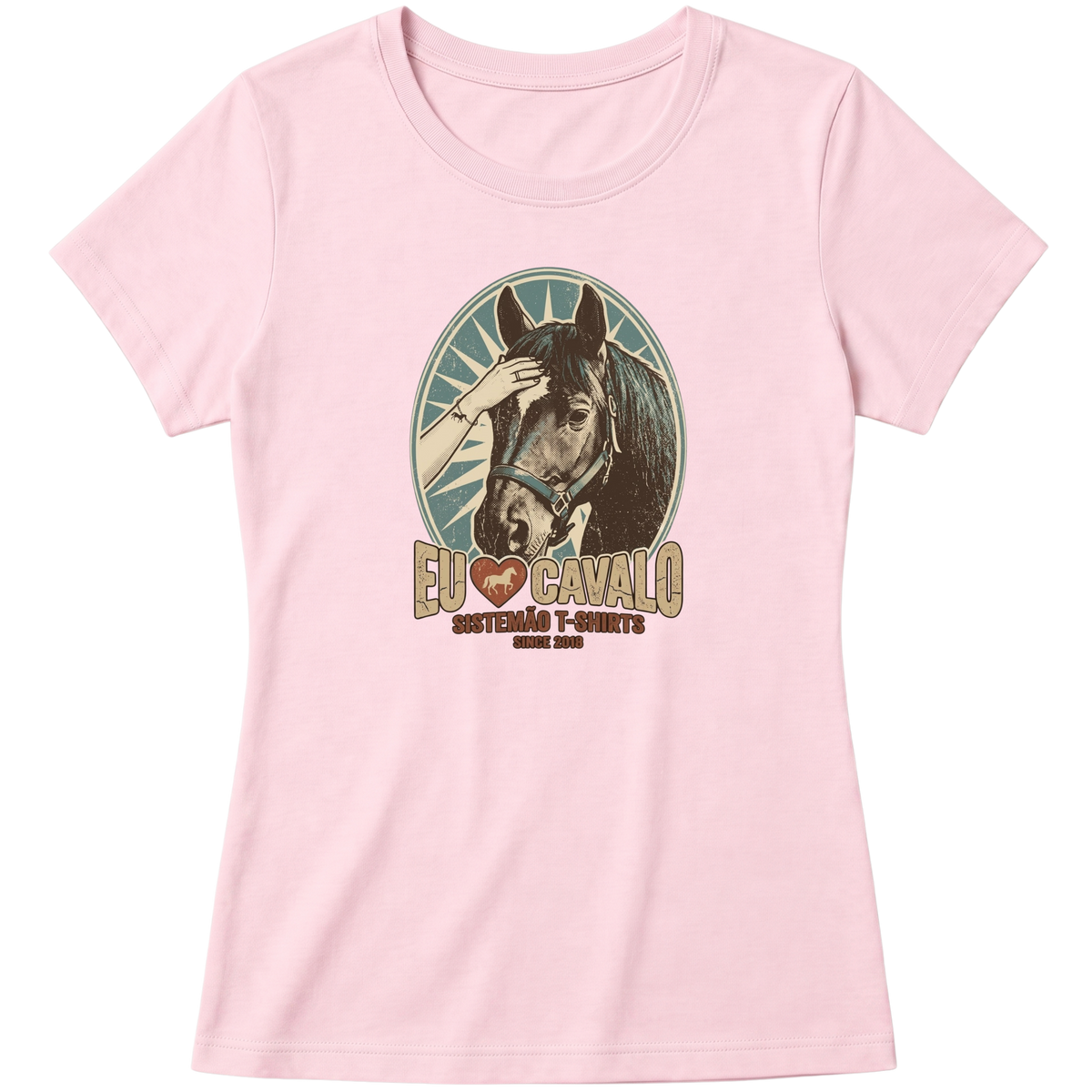 "Estampa/EU AMO CAVALO" Blusa Baby Look