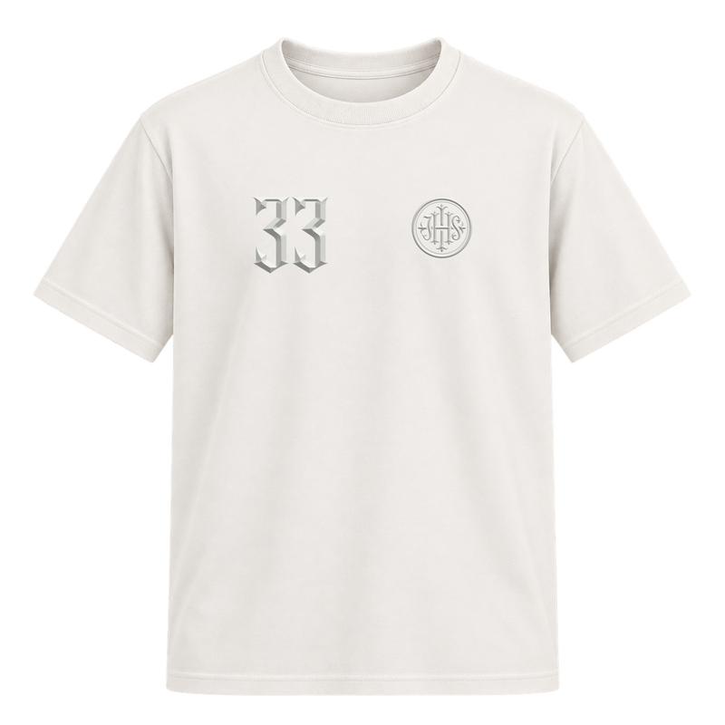 "Catholic 33 All White" Camiseta Regular Suedine