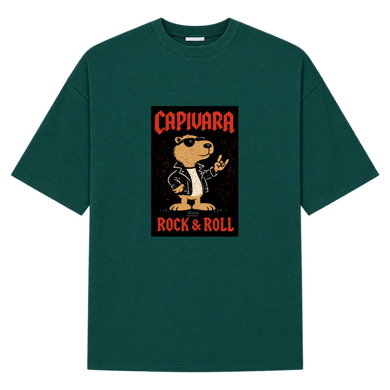 "Capivara Rock & Roll DTF" Camiseta Oversized Suedine 220g