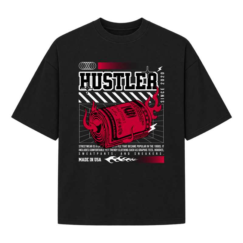 "Hustler" Camiseta Oversized Suedine 220g