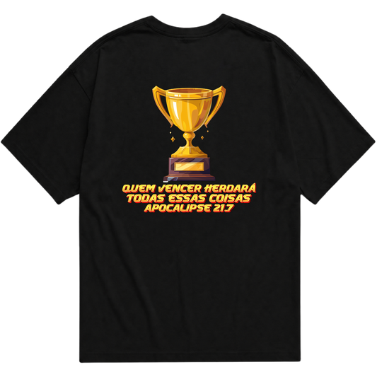 "Camiseta Oversized Essential “Aquele Que Vencer”" Camiseta Oversized Básica