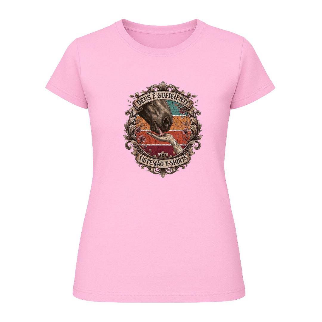 "Estampa DEUS É O SUFICIENTE" Blusa Baby Look