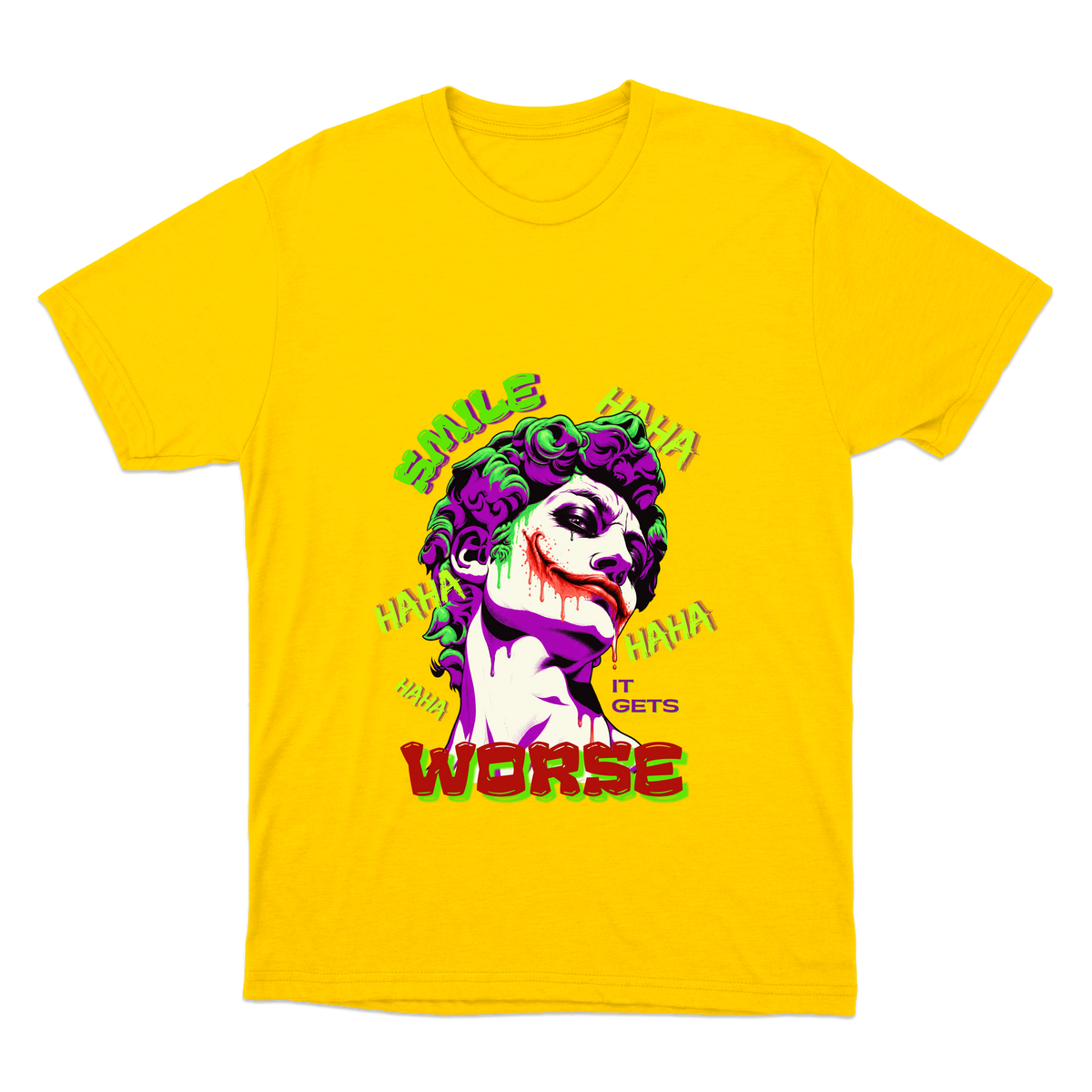 "Camiseta SMILE IT GETS WORSE - Coringa" Camiseta Básica Unissex