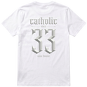 "F&C Catholic Since 33 A.D. All White" Camiseta Premium Unissex Bunker Studios
