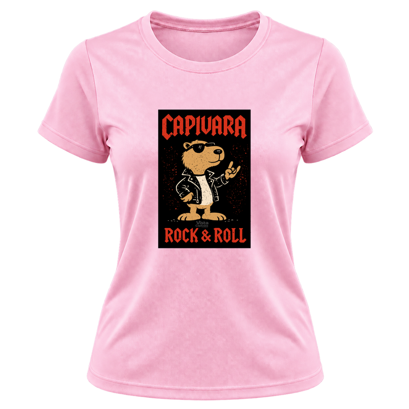 "Capivara Rock & Roll DTF" Camiseta Dryfit Feminina Basic