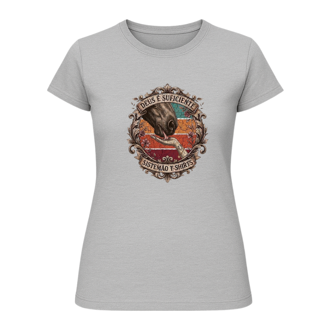 "Estampa DEUS É O SUFICIENTE" Blusa Baby Look