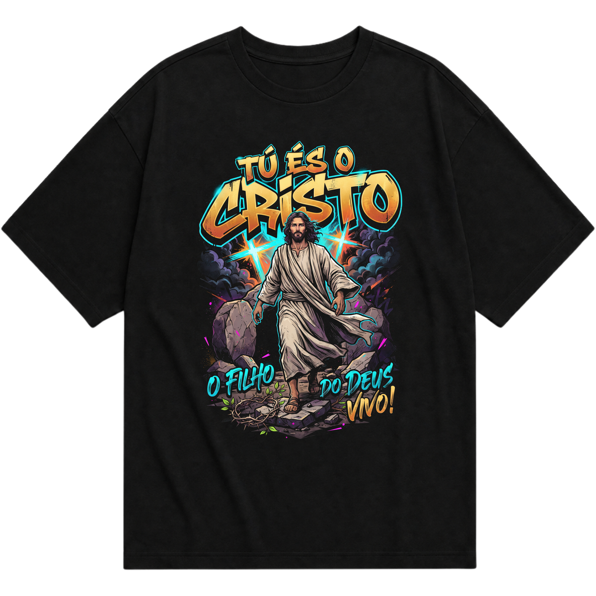 "Produto #013 Camisa Oversized TÚ ÉS O CRISTO O FILHO DO DEUS VIVO" Oversized Básica 30.1