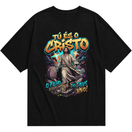 "Produto #013 Camisa Oversized TÚ ÉS O CRISTO O FILHO DO DEUS VIVO" Oversized Básica 30.1