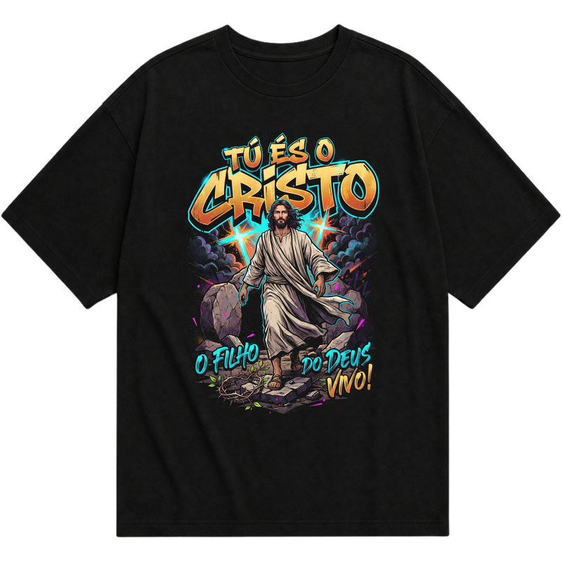 "Produto #013 Camisa Oversized TÚ ÉS O CRISTO O FILHO DO DEUS VIVO" Oversized Básica 30.1