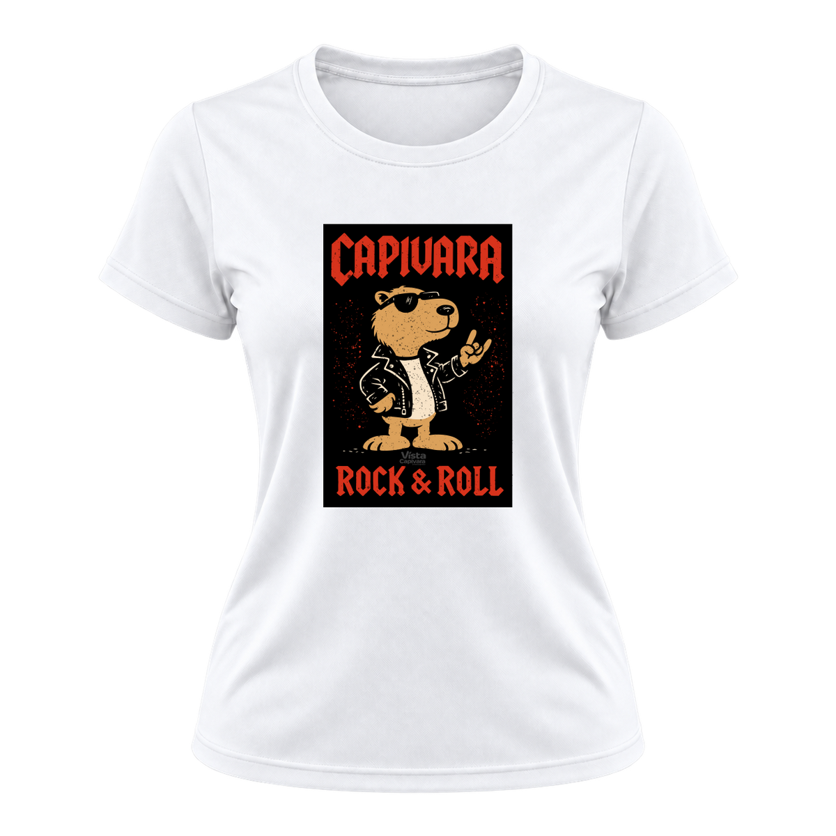 "Capivara Rock & Roll DTF" Camiseta Dryfit Feminina Basic
