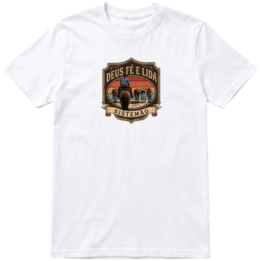 "Estampa DEUS FÉ E LIDA" Camiseta regular básica