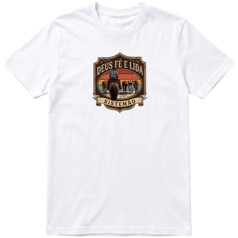 "Estampa DEUS FÉ E LIDA" Camiseta regular básica