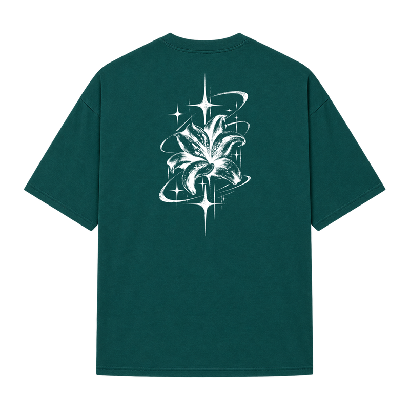 "Camiseta Oversized Suedine Cyber Flower" Camiseta Oversized Suedine 220g