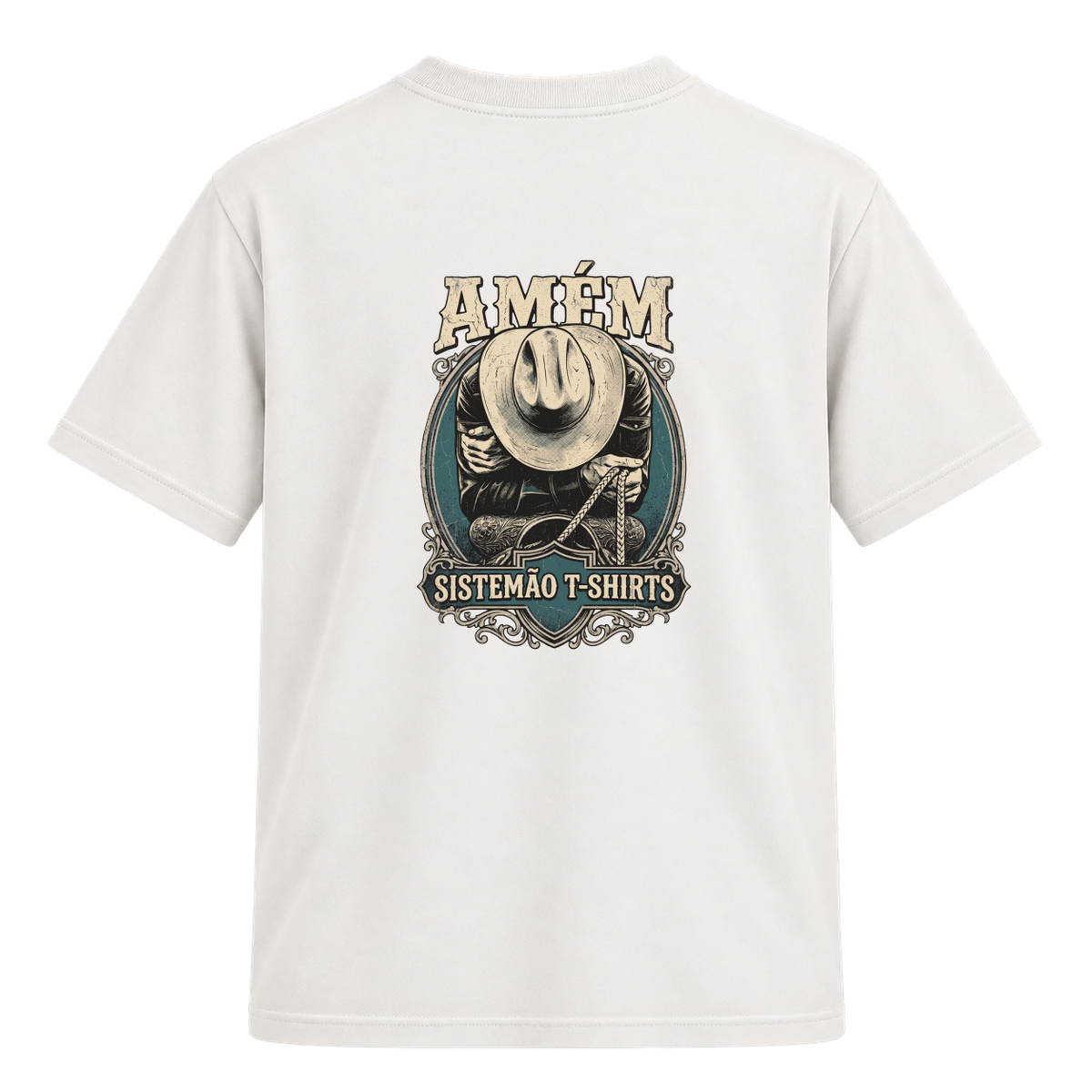 "Estampa/AMÉM" Camiseta Regular Suedine