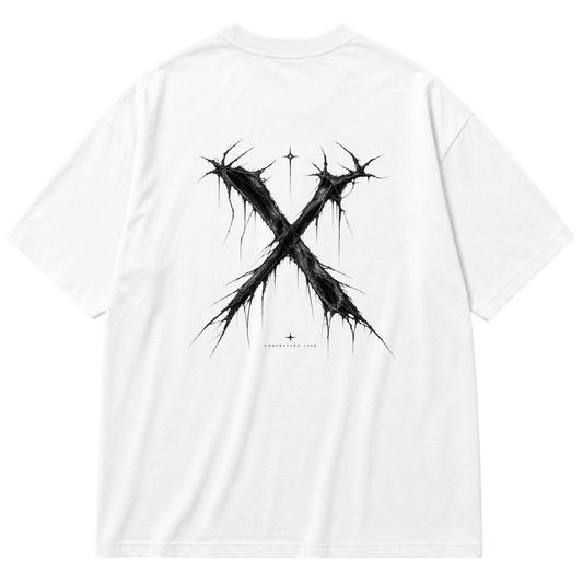 "Camiseta Oversized Cotton “X” — Signature Drop" Oversized Premium 96% algodão 4% Elastano