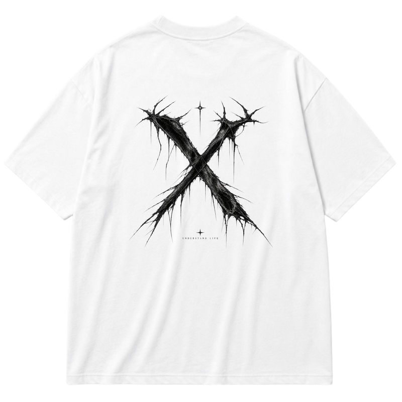 "Camiseta Oversized Cotton “X” — Signature Drop" Oversized Premium 96% algodão 4% Elastano