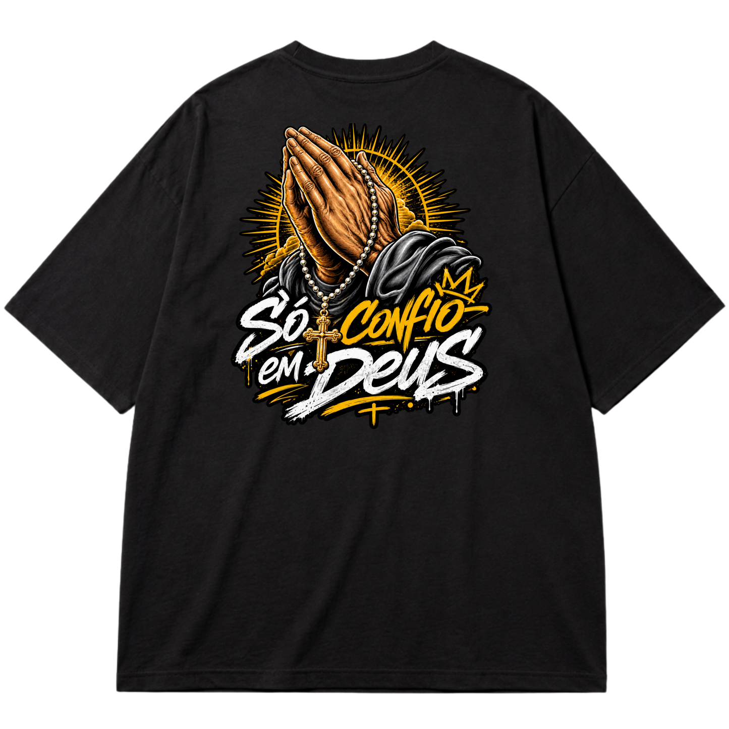 "Só Confio em Deus New" Oversized Premium 96% algodão 4% Elastano