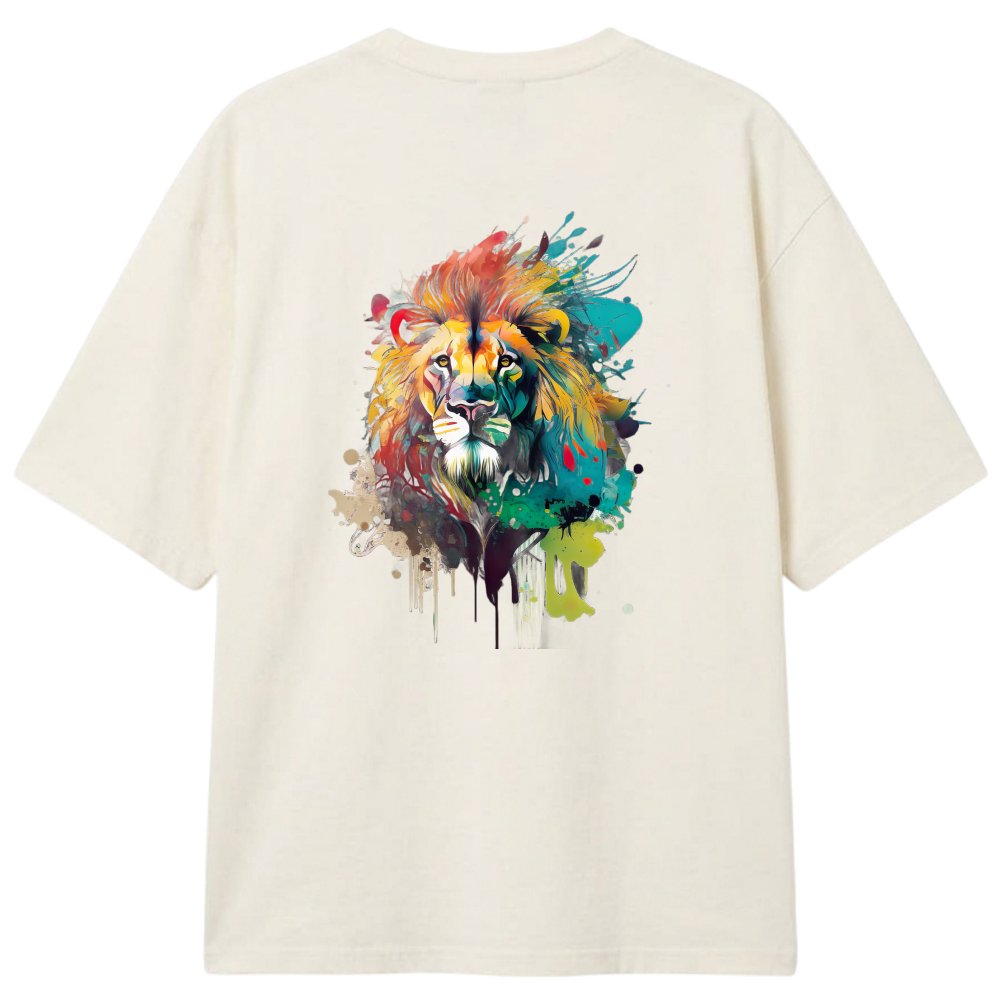 "Camiseta Oversized Classic DripEdit Leão" Camiseta Oversized Classic