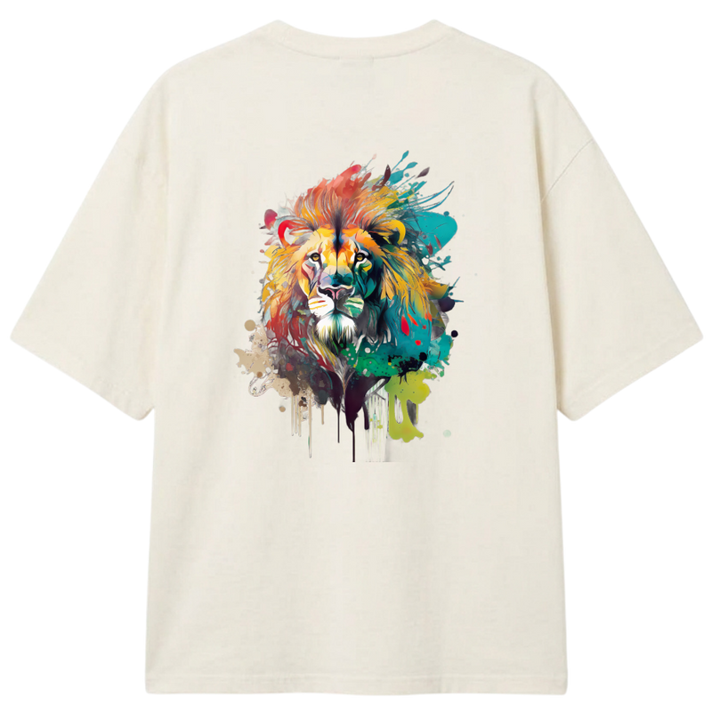 "Camiseta Oversized Classic DripEdit Leão" Camiseta Oversized Classic