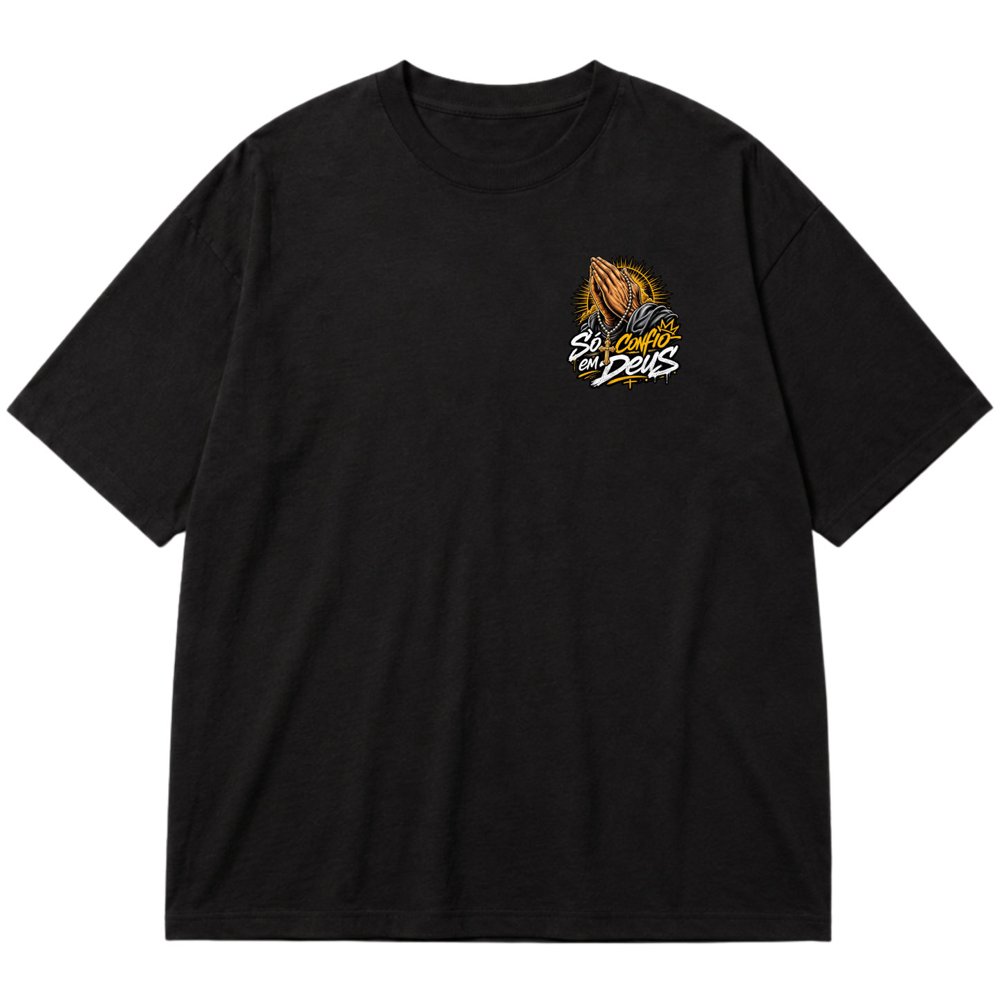 "Só Confio em Deus" Oversized Premium 96% algodão 4% Elastano