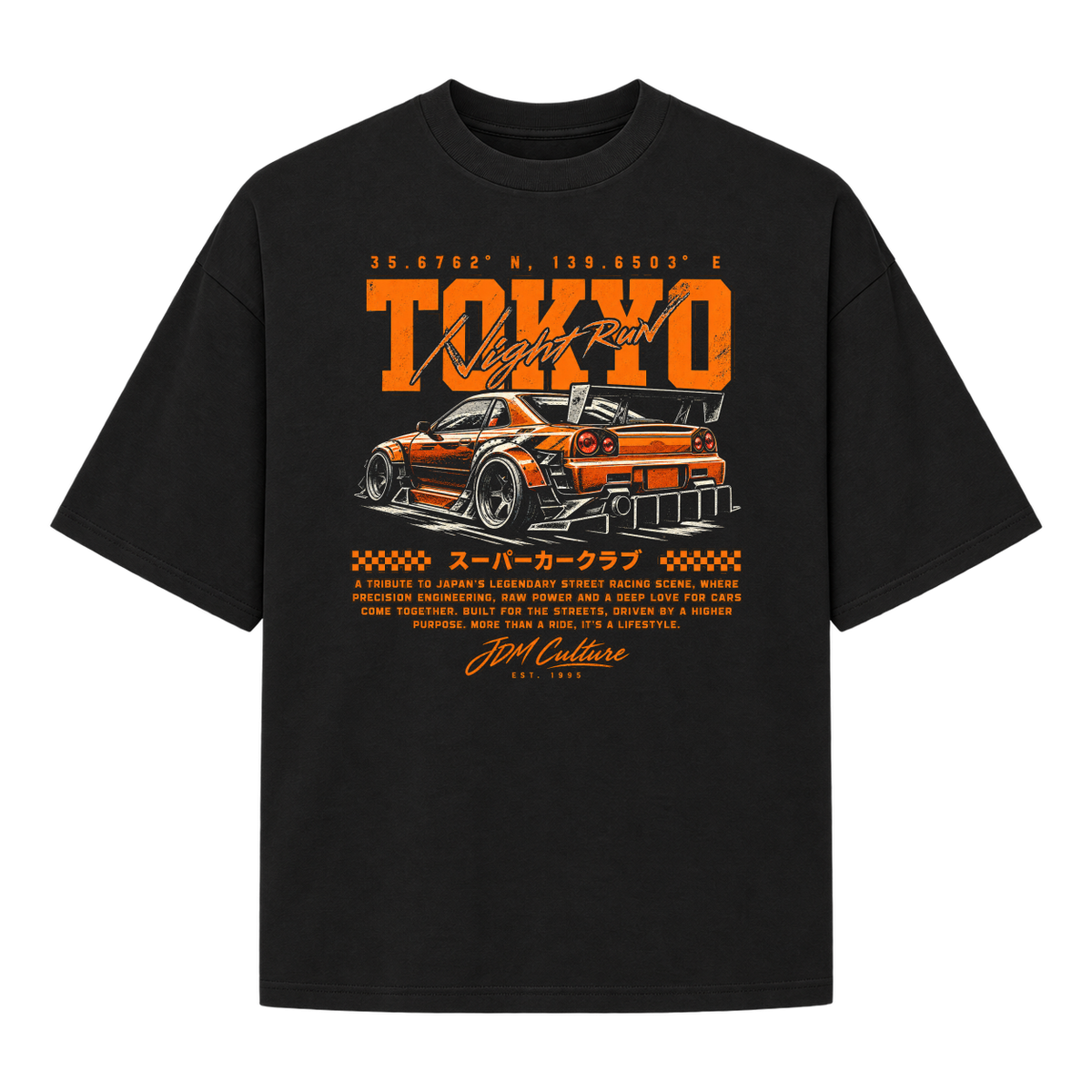 "Oversized Suedine "Tokyo Night Run"" Camiseta Oversized Suedine 220g