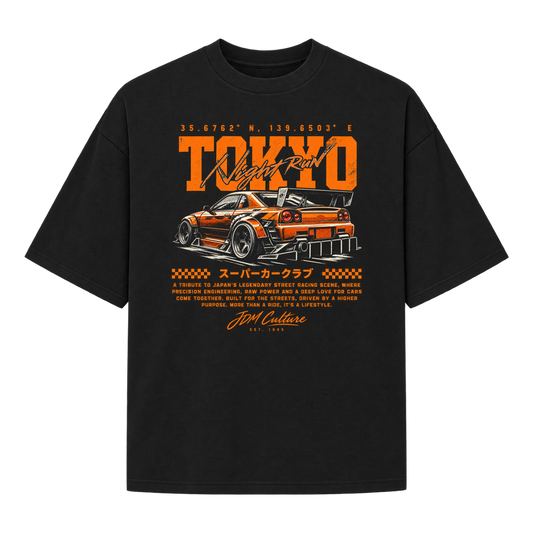 "Oversized Suedine "Tokyo Night Run"" Camiseta Oversized Suedine 220g