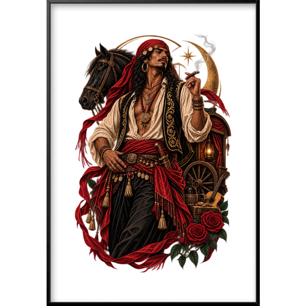 ""Cigano" Full Art - Quadro Filete" Quadro filete sem vidro acrílico