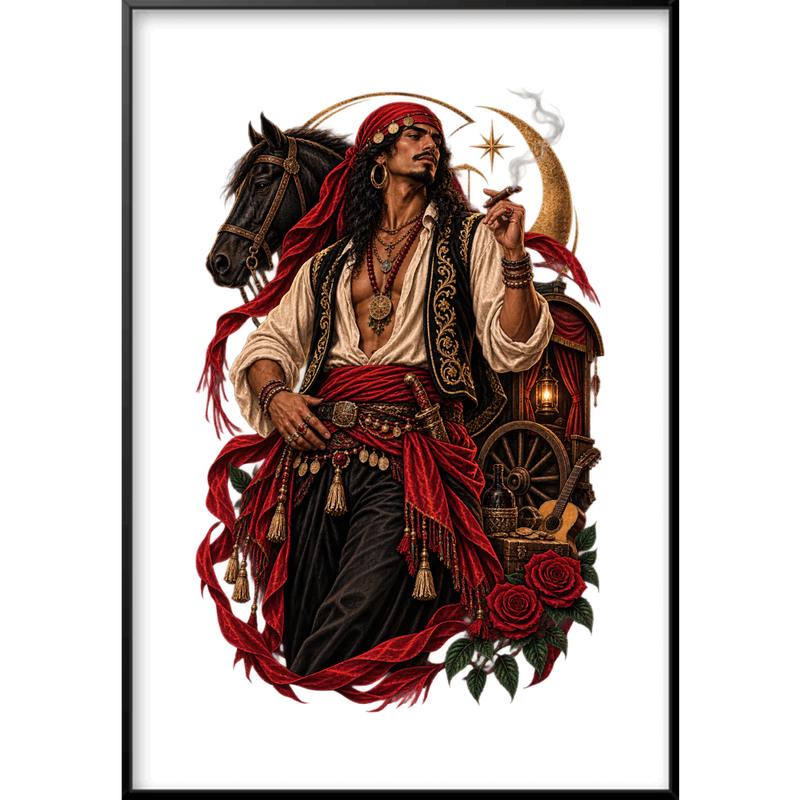 ""Cigano" Full Art - Quadro Filete" Quadro filete sem vidro acrílico
