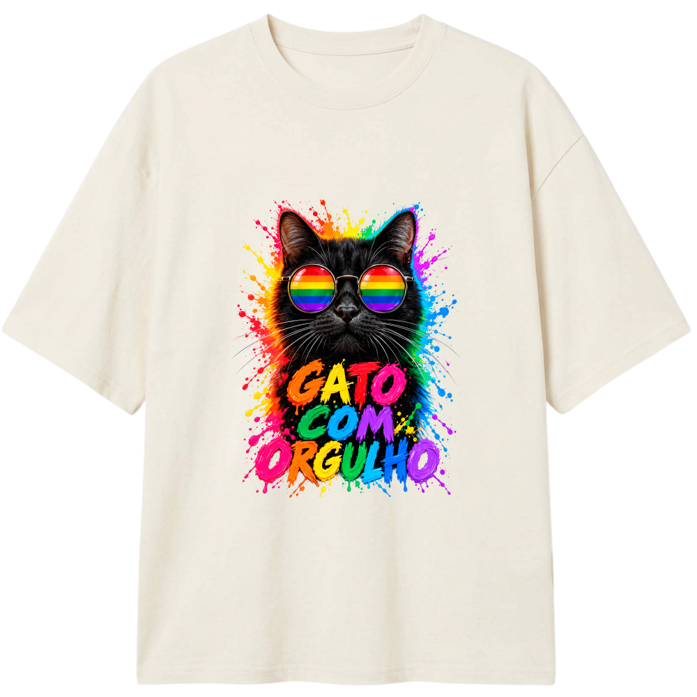 "Gato com Orgulho" Camiseta Oversized Classic