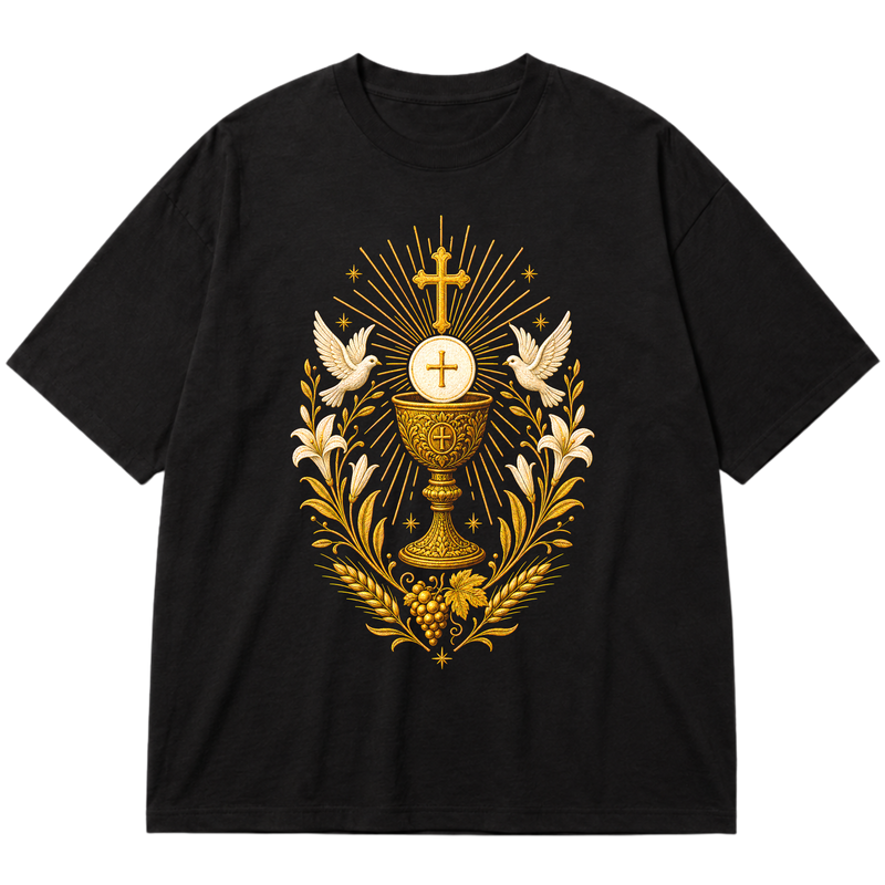 "Cristã Católica Eucaristia EC01" Oversized Premium 96% algodão 4% Elastano