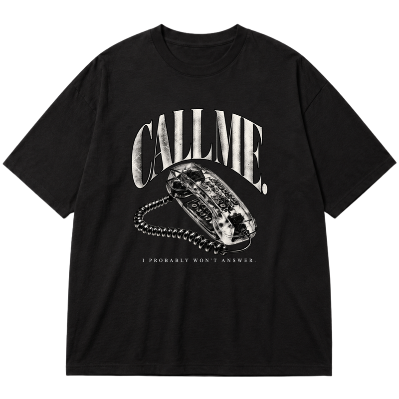 "DROP 001 ▪ CALL ME | BLACK" Oversized Premium 96% algodão 4% Elastano