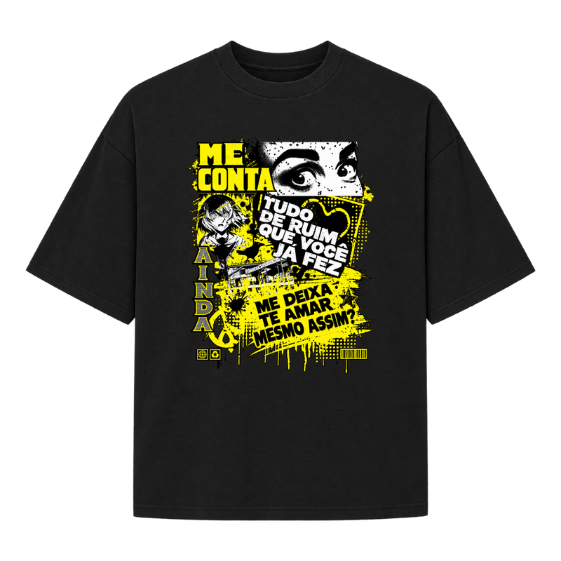 "Me Conta..." Camiseta Oversized Suedine 220g