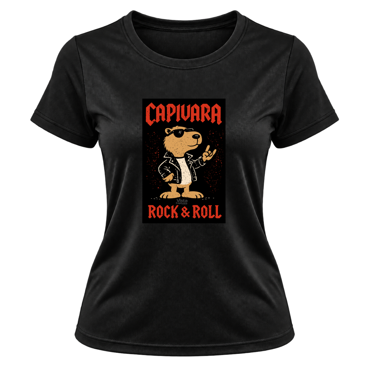 "Capivara Rock & Roll DTF" Camiseta Dryfit Feminina Basic