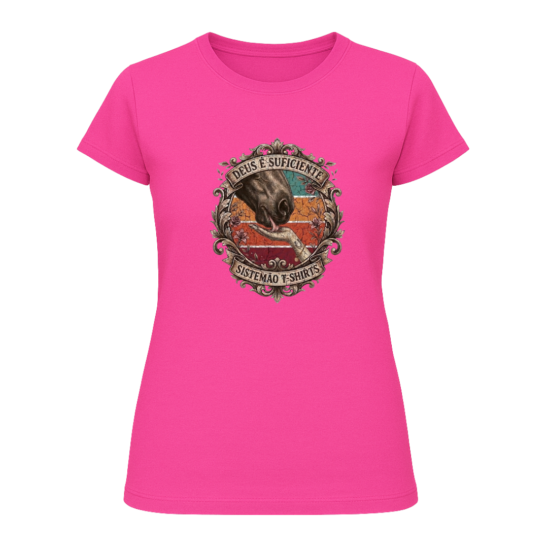 "Estampa DEUS É O SUFICIENTE" Blusa Baby Look
