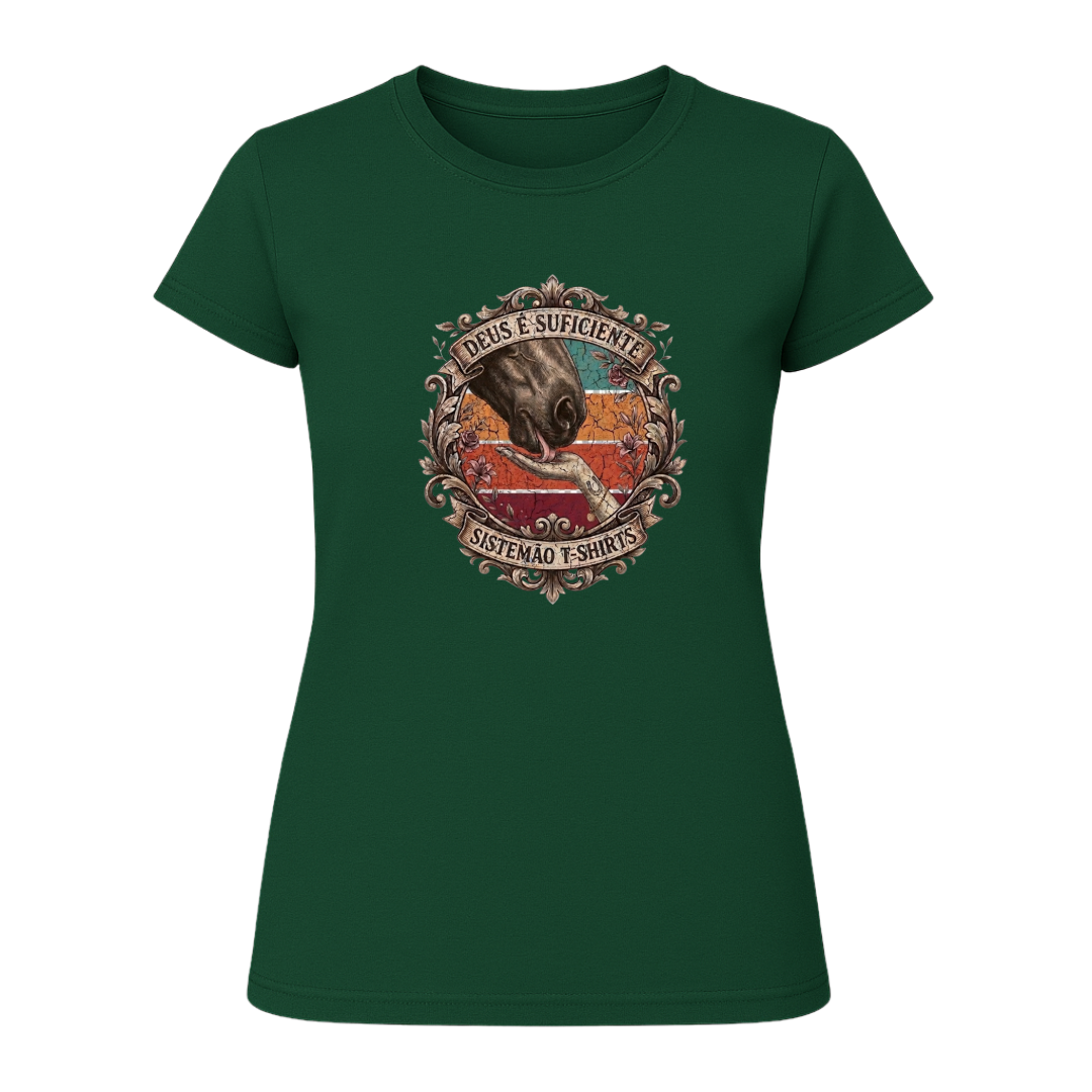 "Estampa DEUS É O SUFICIENTE" Blusa Baby Look