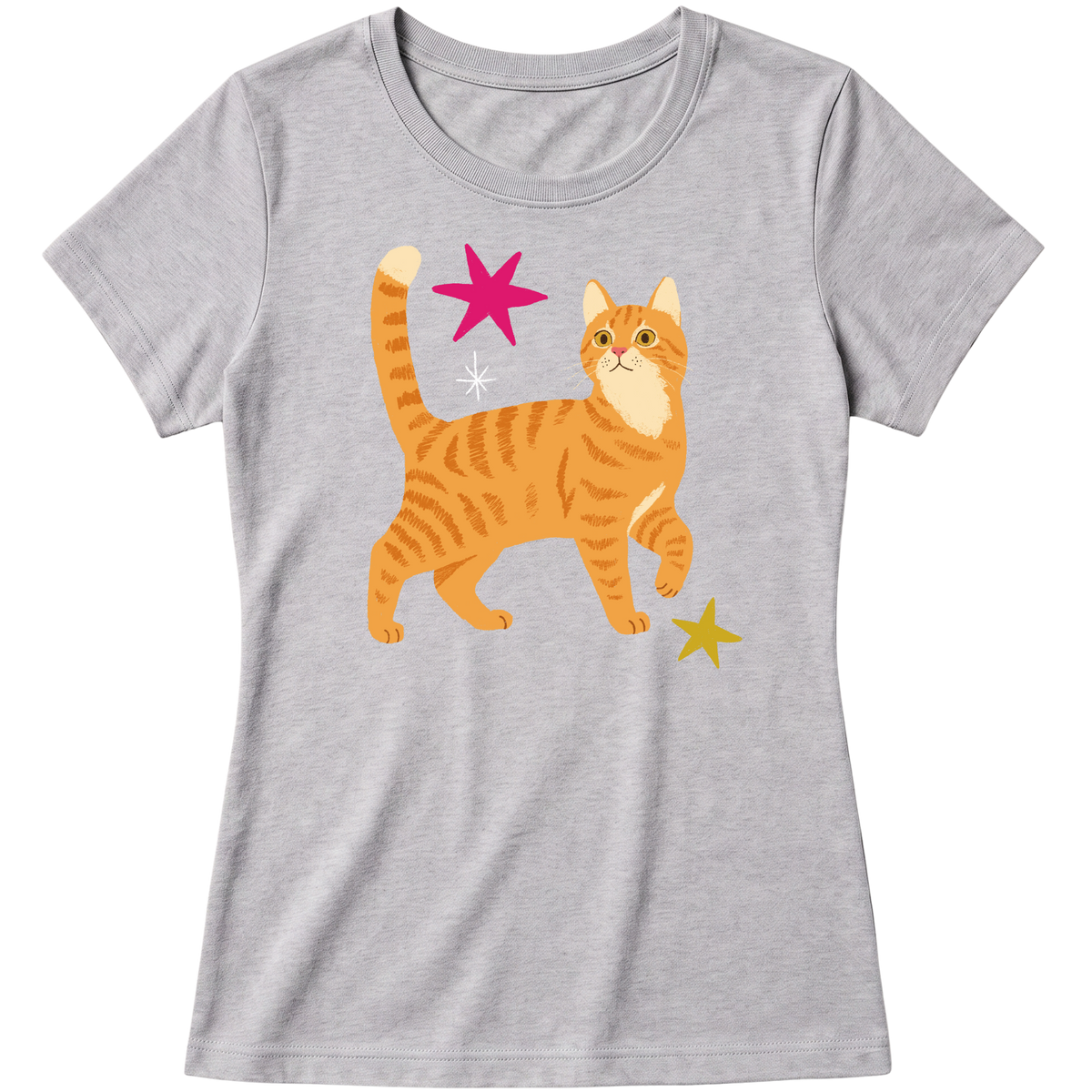 "Gato laranja rajado" Blusa Baby Look