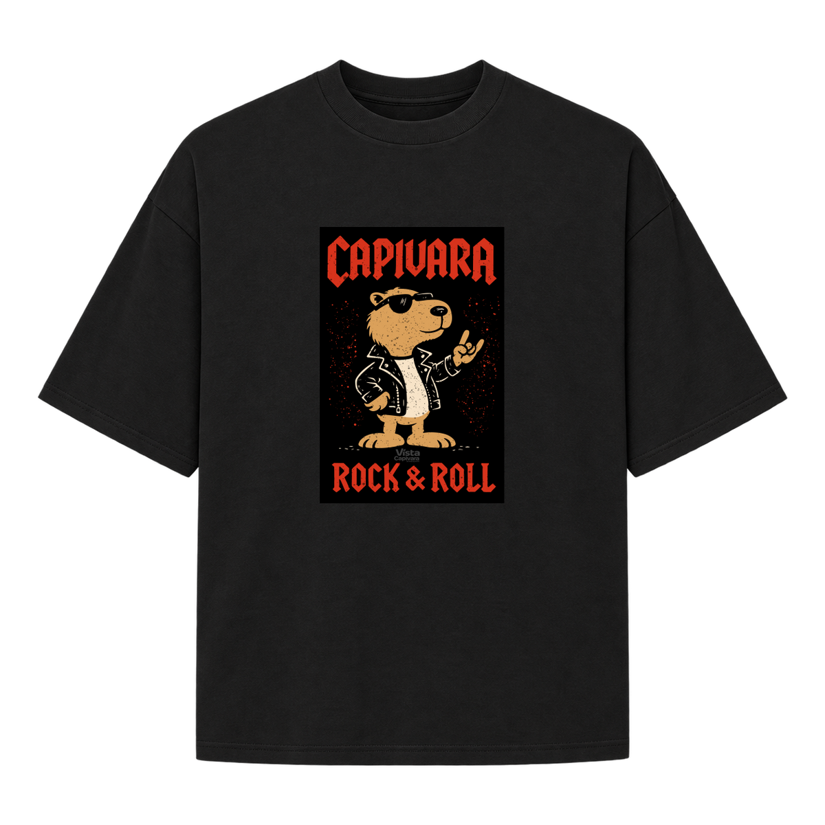"Capivara Rock & Roll  DTG" Camiseta Oversized Suedine 220g